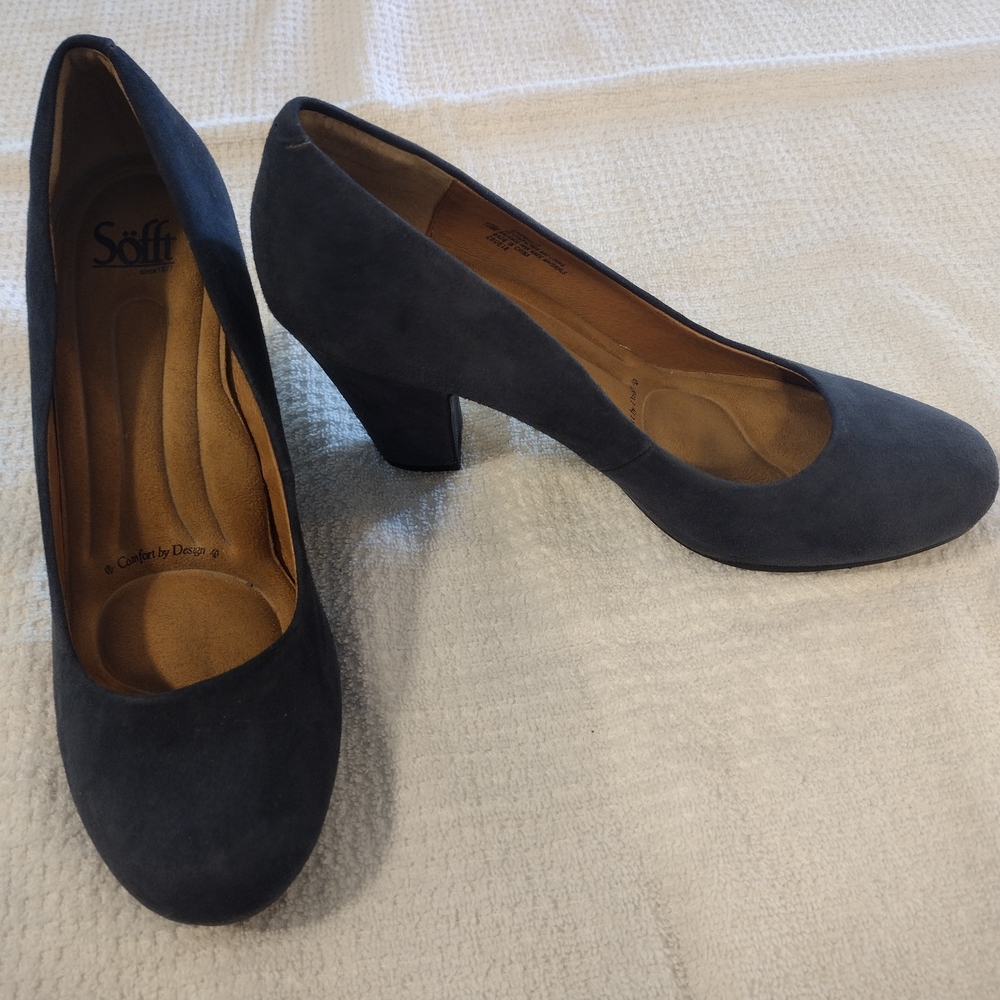Sofft Madina Navy Suede 3 Inch Heels - Picture 3 of 11